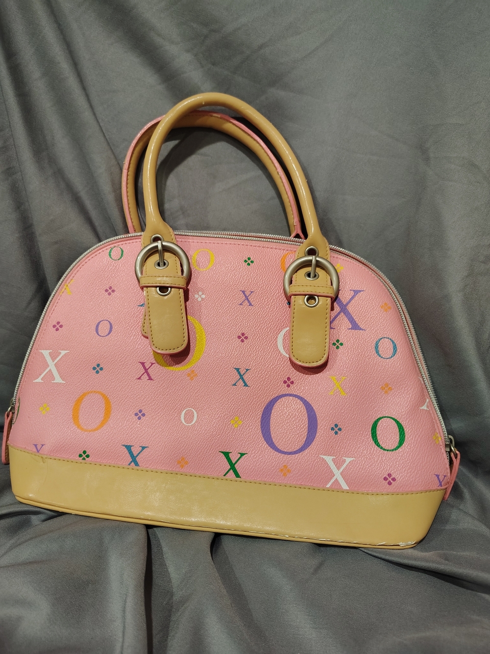 XOXO Pink Multicolor Patterned Dome Satchel Bag